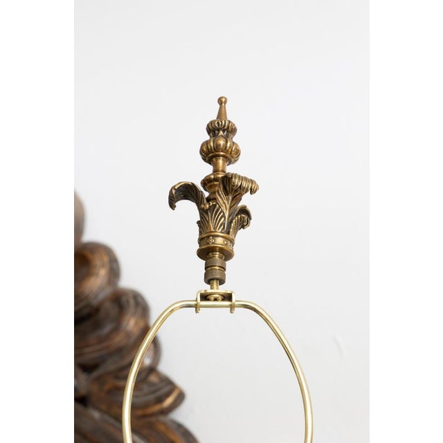 Mid 20th Century Tall Crystal & Brass Lamps With Brown Shades - a Pair For Sale In West Palm - Image 6 of 8