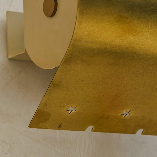 Mid-Century Modern Swedish Brass Star-Perforated Sconce, 1940s - 2 Available For Sale - Image 3 of 18