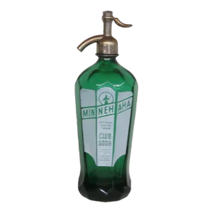 Art Deco Soda Siphon Seltzer Bottle Green Glass Mikes Seltzer Minnehaha Club Soda