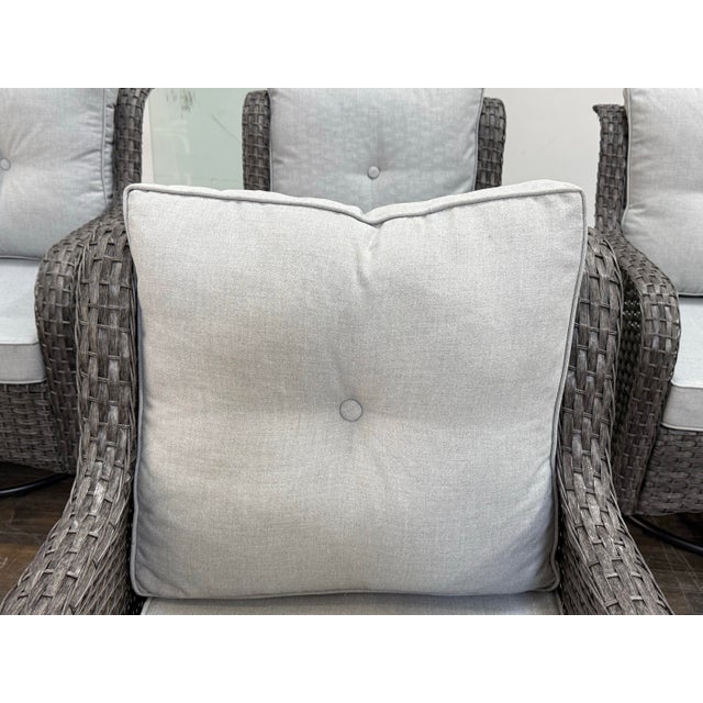 Gray Outdoor Porch Glider Swivel Chairs, Set of Four For Sale - Image 8 of 12
