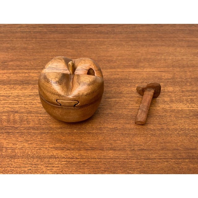 Vintage Teak Apple Shaped Secret Box, 1970s For Sale - Image 12 of 17