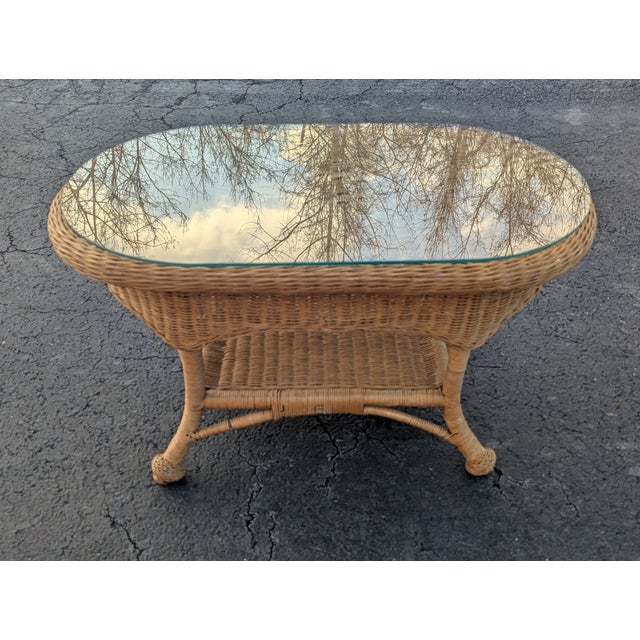 Brown Vintage Wicker Coffee Table Circa 1980s For Sale - Image 8 of 10