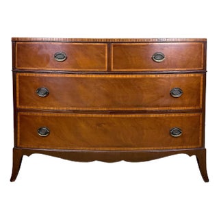 Mid 20th Century English Georgian Style Mahogany Bow Front Chest of Drawers by Robert Irwin For Sale