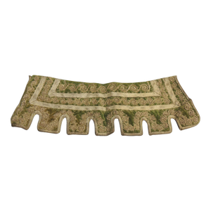 Antique Green and Gold Silk Velvet Emboidery Textile Fragment