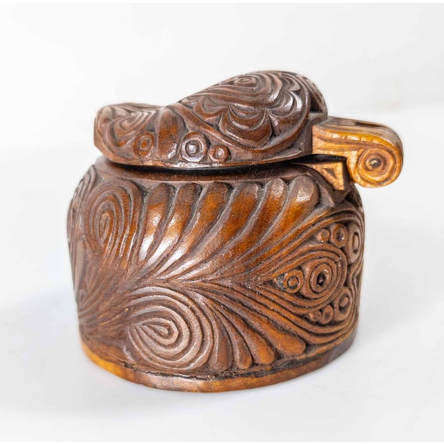 Tribal 20th Century Maori Tribal Carved Treenware Inkwell, New Zealand For Sale - Image 3 of 11