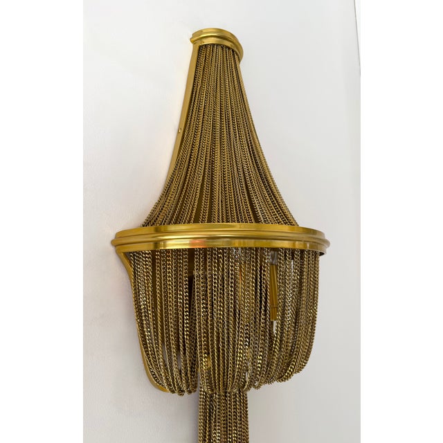 Large Pair of Brass Bracelet Chain Sconces For Sale - Image 12 of 14