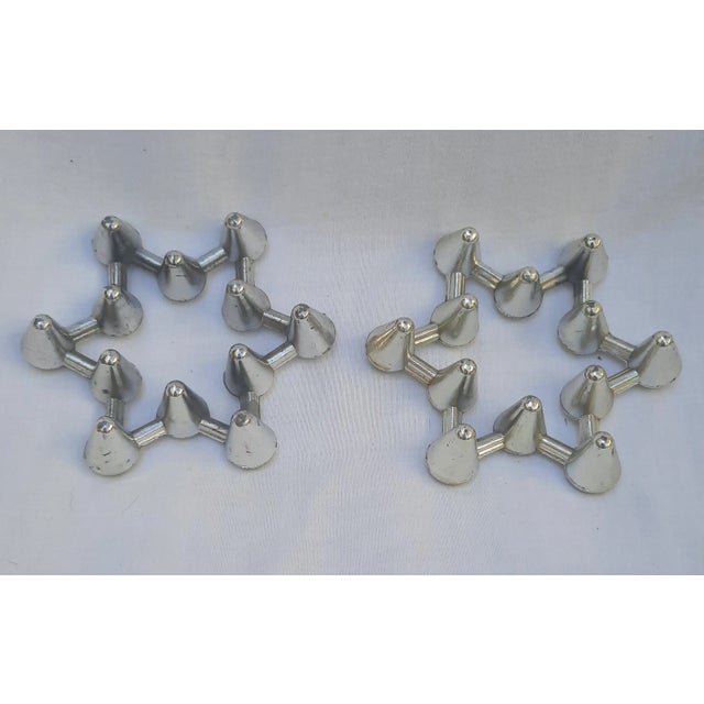1970s Chrome-Plated Star-Shaped Metal Cluster Candle Holders - a Pair For Sale - Image 4 of 9