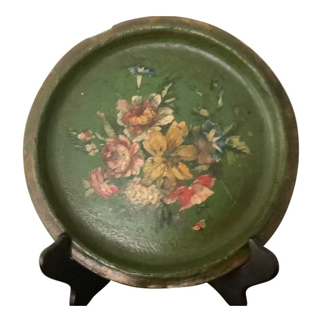 Vintage Hand Painted Tray For Sale