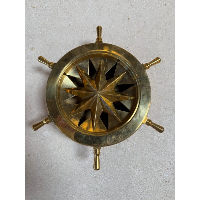 Vintage Brass Nautical Ship Wheel Ashtray For Sale - Image 9 of 9