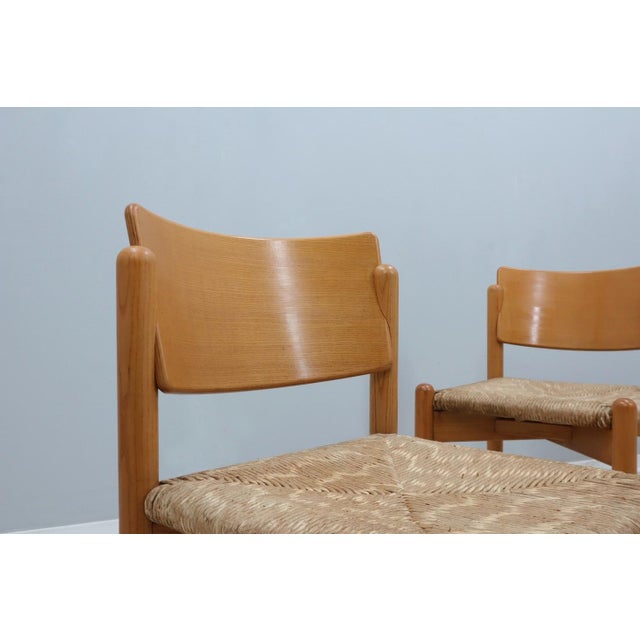 1970s Vintage Rustic Dining Chairs with Straw Seat attributed to Renato Toso, 1970s, Set of 4 For Sale - Image 5 of 16
