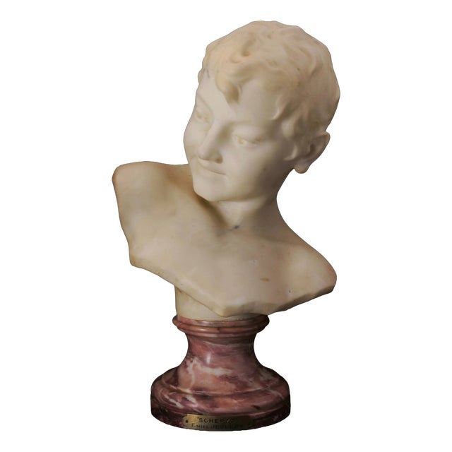 Emile Jespers, Scherzo Bust, 1890, Marble For Sale