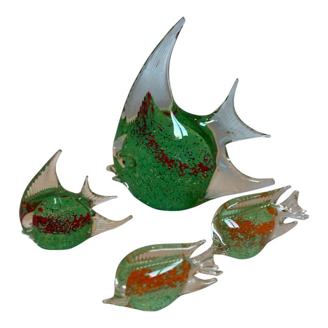 Set of Four Mid 20th Century Murano Fish For Sale