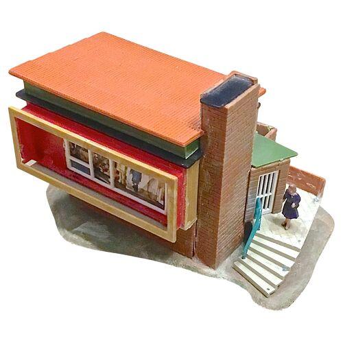 Vintage European contemporary house model representing International Style architecture. No maker's marks.