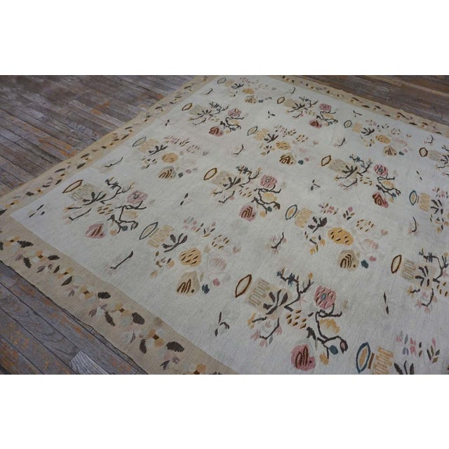 Aesthetic Folk Art Style in a White-Ivory Open Field Antique Besserabian Flat-Weave Rug For Sale - Image 10 of 10