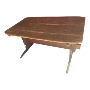 18th Century Original Red Painted Trestle Table From New England