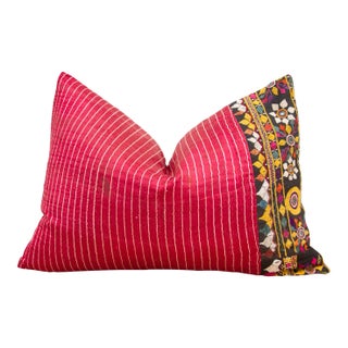 Sabia Antique Mashru Tribal Lumbar Pillow For Sale