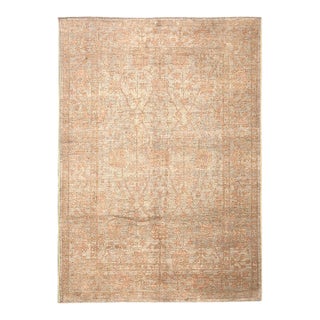 9x12 Soft Washed Oushak Rug | Afghan Hand-Knotted Floral Wool Rug For Sale