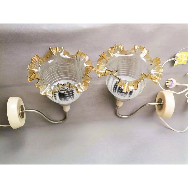 1980s Vintage Downlight Plug-in Wall Sconces with Glass Tulip Lampshades, 1980s, Set of 2 For Sale - Image 5 of 13