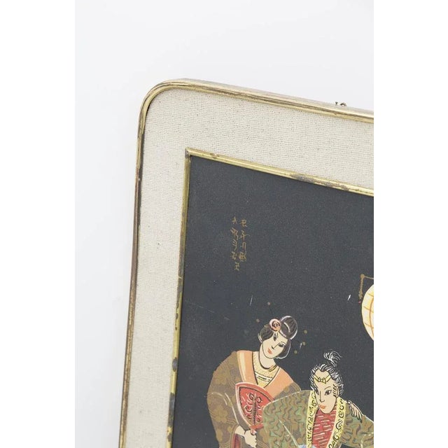 Framed Japanese Print Depicting Romantic Serenade, Early 1900s For Sale - Image 3 of 8