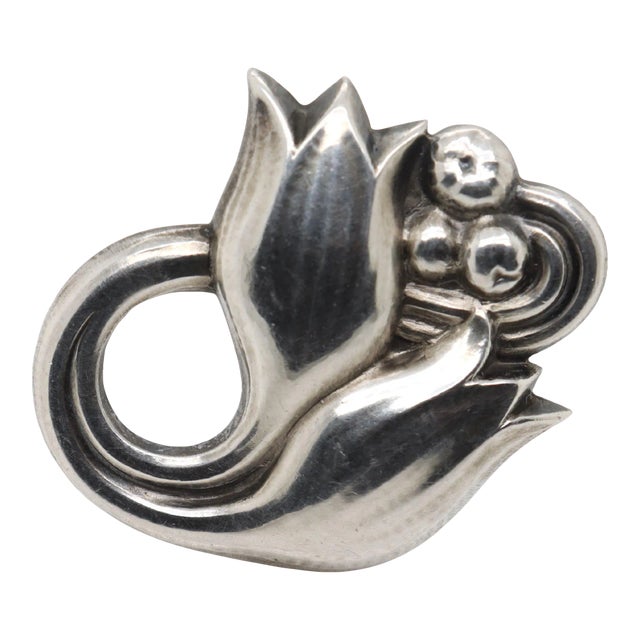 Vintage Georg Jensen Sterling Silver Tulip Brooch No. 100a For Sale