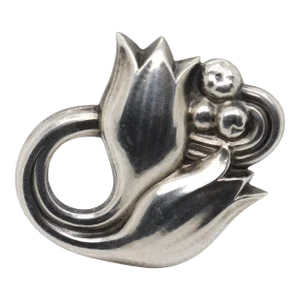 Vintage Georg Jensen Sterling Silver Tulip Brooch No. 100a