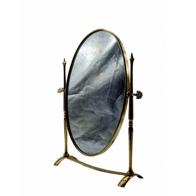 Mid-Century Modern Adjustable Table-Top Mirror with Brass Frame, Italy, 1950s For Sale - Image 3 of 9