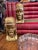 Gorgeous pair of antique carved, plastered and gilded wooden heads. They look like they were from a doorway or mantle...