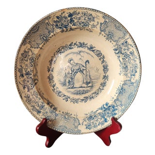 Antique French Hollow Plate from Terre de Fer de Grigny For Sale