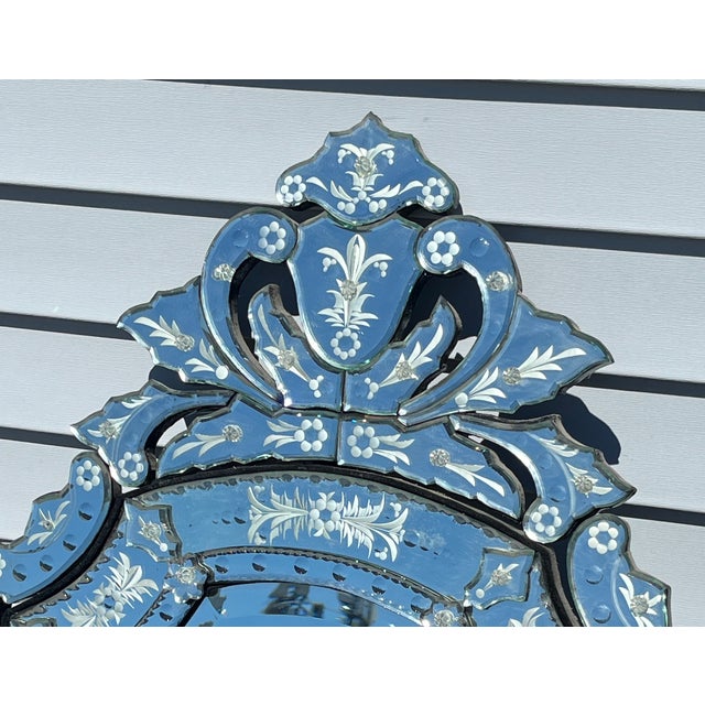 Beautiful 20th century quality etched Venetian mirror.