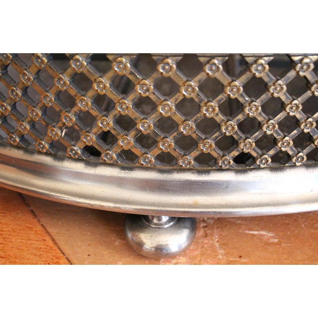 Metal Antique English Polished Steel and Brass Fretwork Fender With Built in Tool Rests For Sale - Image 7 of 13
