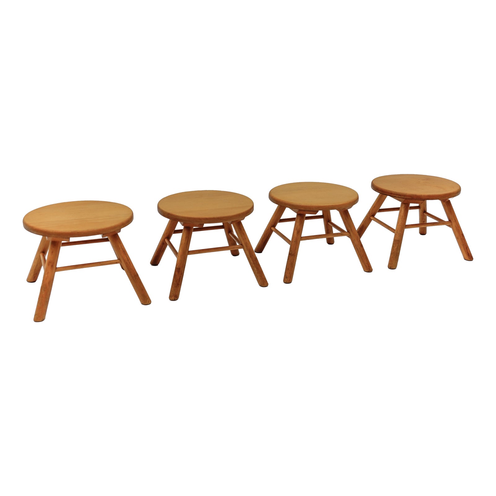Mid-Century Modern Oak Stools, 1960s, Set of 4 | Chairish