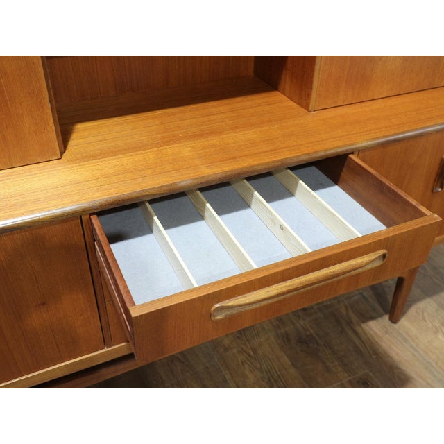 1960s Mid Century Modern Vintage Teak Tall Credenza Sideboard Buffet in the Style of G Plan Danish Style For Sale - Image 4 of 14