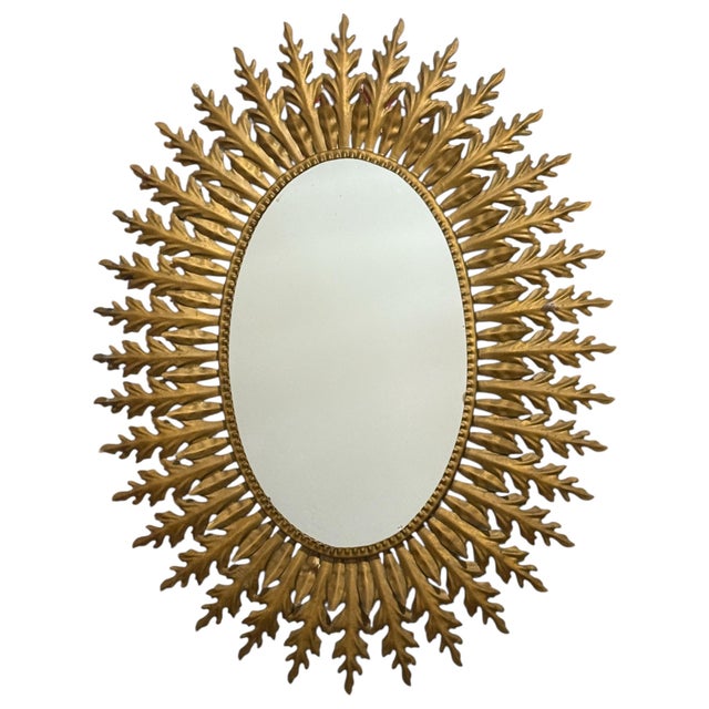 Mid-Century Modern Italian Sun Mirror, 1950s For Sale - Image 3 of 9