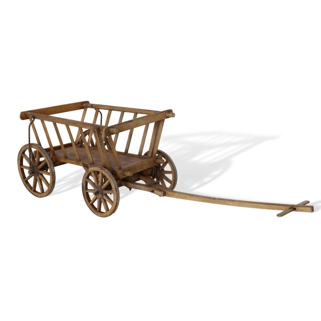 Vintage Garden Cart in Beech, 1940s, in Good conditions. Designed 1920 to 1949