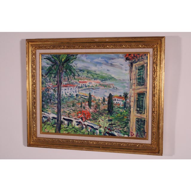 ' Colorful impressionist painting by listed artist Duane Alt (born 1935)), titled "Vue De Beaulieu". Oil on canvas. Frame...