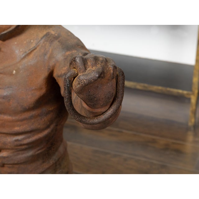 English Turn of the Century Iron Sculpture of a Jockey with Weathered Patina For Sale - Image 9 of 9