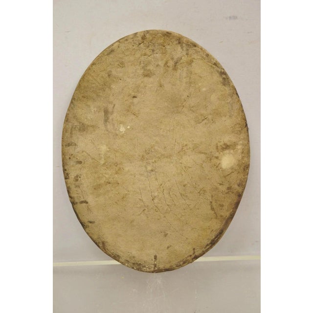 Ceramic Antique Persian Iznik Qajar Style Ceramic Pottery Oval Tile Couple Embrace C3 For Sale - Image 7 of 9