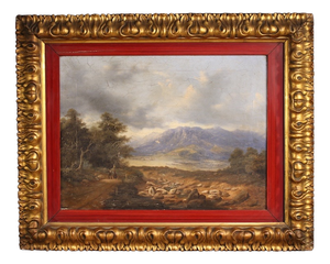 Italian Artist, Landscape with Wayfarers, 1845, Oil Painting on Canvas, Framed