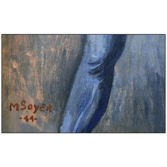 Abstract Expressionism 1940s Ballerina in Blue, Moses Soyer For Sale - Image 3 of 4