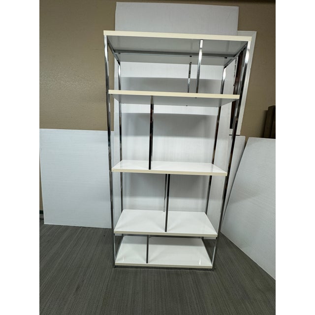 Modern White + Chrome Etagere For Sale - Image 10 of 12