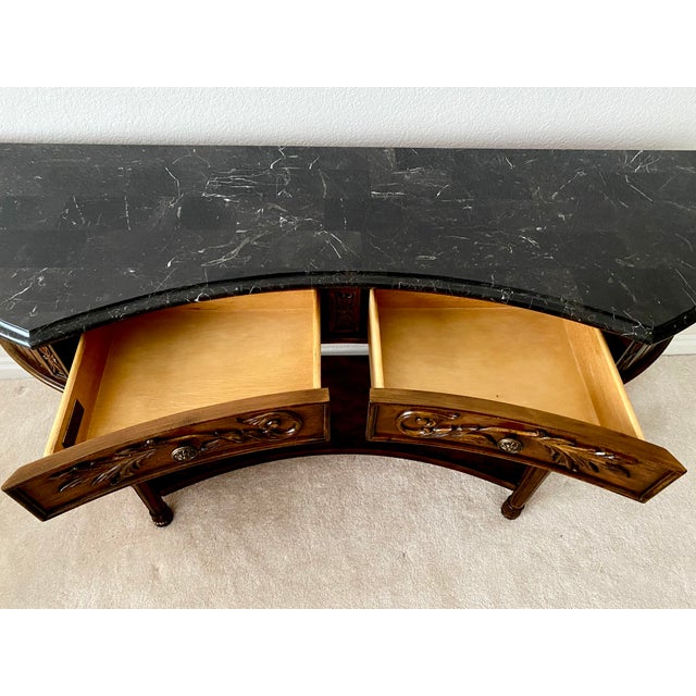 Spanish Revival Vintage Drexel Heritage "Talavera" Collection Demilune Serrano Console Table Excellent Condtion For Sale - Image 3 of 15