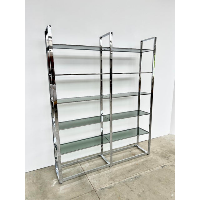 Italian Chrome and Smoked Glass Bookcase, 1970s For Sale - Image 14 of 16