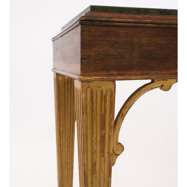 Small Early 19th Century Green Alps Marble, Mahogany and Gilt Console Table For Sale - Image 17 of 18