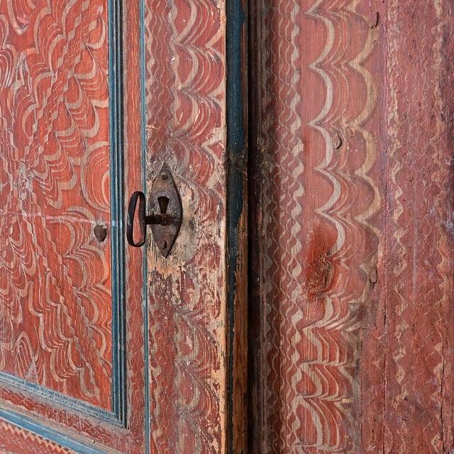 Wood Swedish 18th Century Painted Cabinet on Stand For Sale - Image 7 of 12