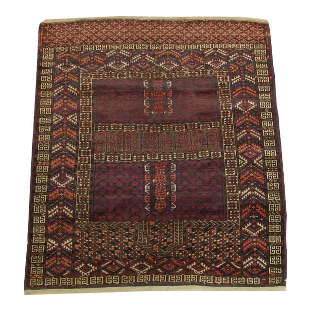 1900s Antique Turkeman Rug For Sale