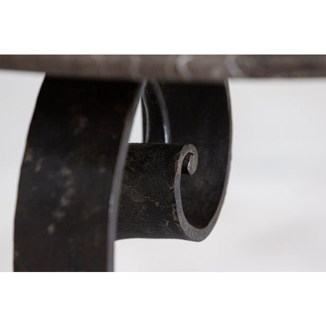 Large English Circular Marble Top Wrought Iron Table, 1950s For Sale - Image 16 of 17