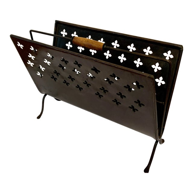 Vintage Metal Magazine Rack For Sale