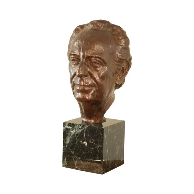 Lawrence Ludtke 1980's Bronze Bust Portrait For Sale - Image 13 of 13