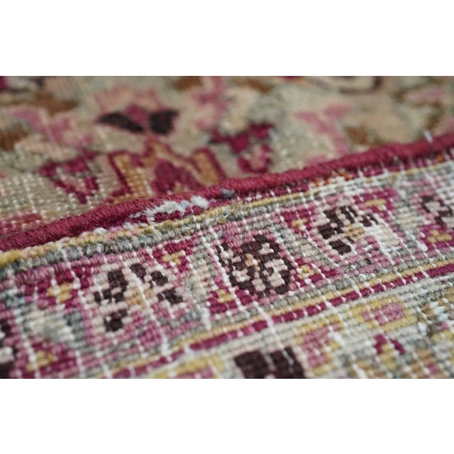 The ecru field displays a complex allover lattice of lozenges, rhomboids, open diamonds of varying sizes, pinched...