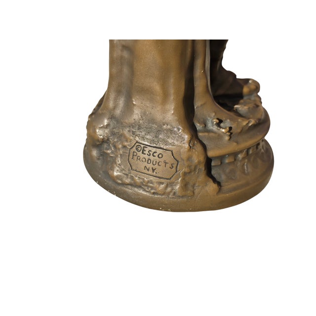 1960s Esco Products n.y. Bronze-Finish Chalkware Fruit Bearer Sculpture For Sale In Austin - Image 6 of 6